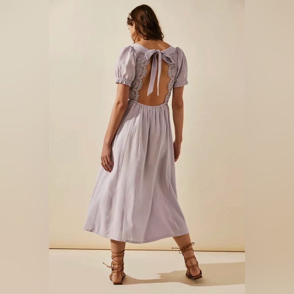 Free People Lavender Lace-Trim Midi Dress - Picture 2 of 9